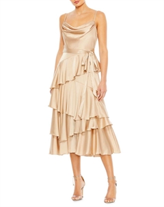 Платье Ieena Charmeuse с многоуровневыми оборками, цвет Nude Mac duggal