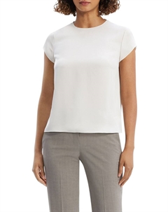 Шелковая футболка с короткими рукавами, слоновая кость Theory