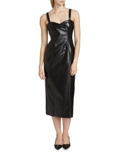 Платье-миди Tessa из искусственной кожи, черный Cinq a sept