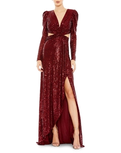 Платье с вырезом и пайетками, бордовый Mac duggal