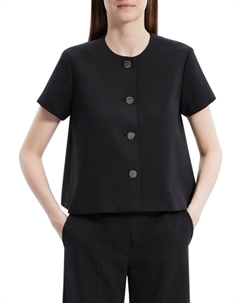 Топ А-силуэта с короткими рукавами и круглым вырезом, черный Theory