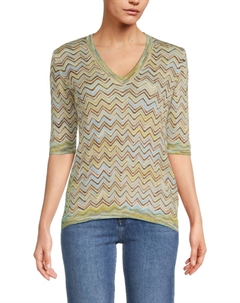 Свитер из смеси мохера с шевронной вязкой, цвет Green Multi M missoni