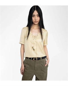 Женская блузка из атласного сатина с короткими рукавами, желтый Zadig&voltaire