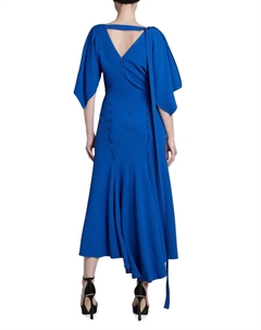 Платье-годе с V-образным вырезом и косым кроем, цвет Bright Blue Victoria beckham