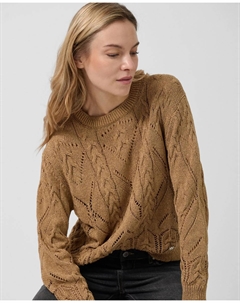 Женская ажурная вязаная кофта, светло-коричневый Roberto verino