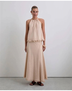 Женский топ с бахромой и запахом на шее, бежевый Scalpers