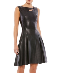 Платье-клеш из искусственной кожи, черный Mac duggal