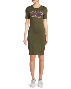 Мини-платье-футляр с логотипом, оливковый Versace jeans couture