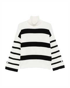 Полосатый свитер с высоким воротом, белый Liu jo