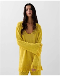 Женский вязаный джемпер с бахромой по низу, желтый Scalpers