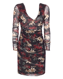 Платье с цветочным принтом и длинными рукавами, черный Mar de margaritas