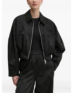 Куртка на молнии с монограммным узором, черный Hugo