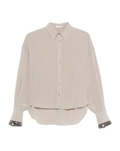 Шелковая рубашка, украшенная пайетками, нейтральный Brunello cucinelli