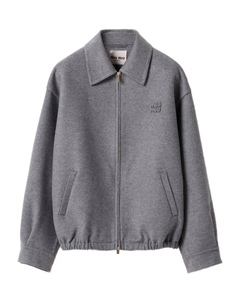 Шерстяная куртка с вышитым логотипом, серый Miu miu