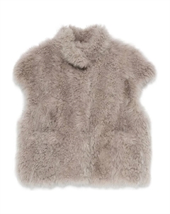 Жилет из овчины с короткими рукавами, серый Simonetta ravizza