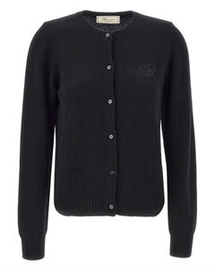 Кардиган с вышитым логотипом и пуговицами, черный Blumarine