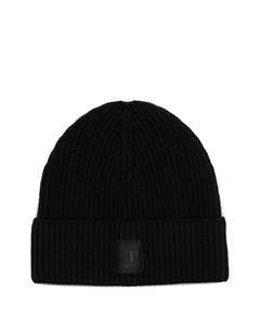 Шапка-бини с нашивкой-логотипом в рубчик, черный C.p. company