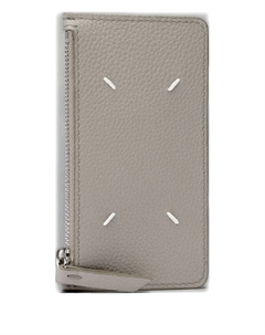 Кожаный картхолдер на молнии, серый Maison margiela