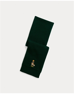 Детский шарф из хлопка с медвежонком Поло, темно-зеленый Polo ralph lauren