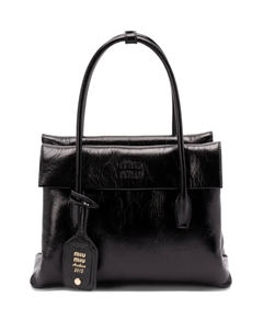 Кожаная сумка через плечо с верхней ручкой, черный Miu miu