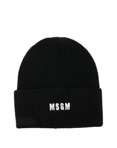 Ребристая шапка с вышитым логотипом, черный Msgm