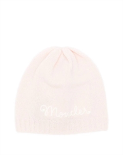Шапка с вышитым логотипом, розовый Moncler enfant