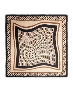 Геометрический шелковый шарф с монограммой, нейтральный Lancel