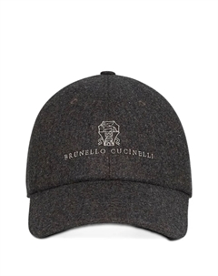 Фуражка с вышитым гербом и изогнутым козырьком, серый Brunello cucinelli