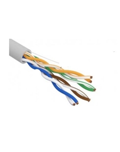 Кабель витая пара U/UTP 5e кат. 4 пары 01-0041-R PVC нг(А)-LS, 4х2х0,52мм, 4PR, 24AWG, INDOOR, SOLID, серый, 305м, РФ Rexant