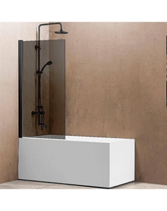 Шторка на ванну VSB 80х140 VSB-11800CGB профиль Черный матовый стекло тонированное Vincea