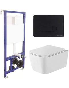 Комплект унитаза Tesoro WWU01111W с инсталляцией Berges Wasserhaus Novum D5 040235 с сиденьем Микролифт и Черной клавишей смыва Wellwant