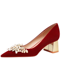 Туфли на высоком каблуке 4,5 см, женские, бордовые Weishibangwei