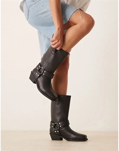 Женские сапоги Cyrus из кожи с ремешками, черный Asos design