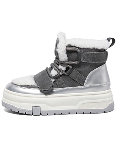 Женские зимние ботинки замшевые на платформе, серебристо-серый Daphne