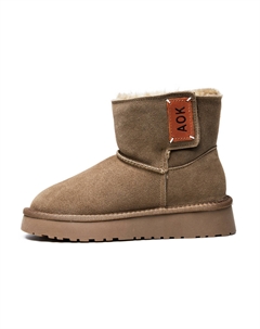 Теплые короткие зимние сапоги женские, Khaki Green Aokang