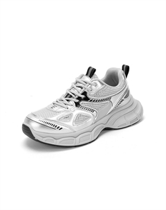 Массивные кроссовки с амортизацией, увеличивающие рост, дышащие, низкие повседневные туфли, женские, серебристые, Silver Red dragonfly