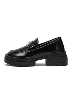 Маленькие кожаные туфли-лоферы на платформе 5,5 см женские, Black Warrior