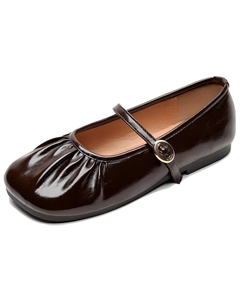 Туфли Мэри Джейн на плоской подошве 1 см, женские, коричневые Weishibangwei