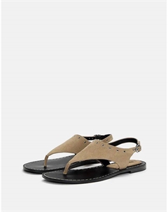 Сандалии из кожи песочного цвета Pull & bear