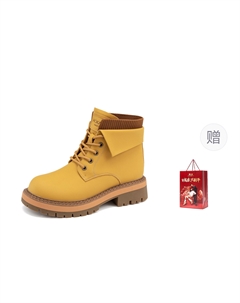 12 см, удобные, износостойкие, модные, увеличивающие рост, ботинки Martin, желтые, женские, 4 см Aokang
