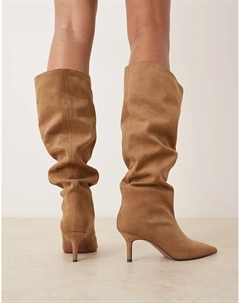 Женские сапоги Cydney из искусственной замши на каблуке, песочный Asos design