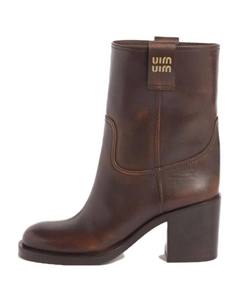 Ботильоны женские 7,5 см, охристо-коричневые Miu miu