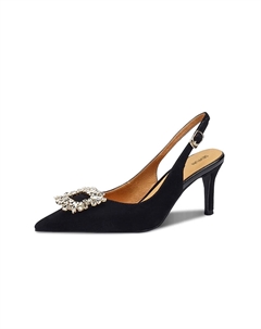 Туфли на высоком тонком каблуке женские, черные 7 sevfun