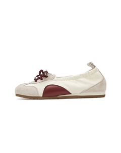 Повседневные однобортные туфли женские, Beige Red Quicheshoes