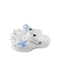 Классические туфли-сабо на платформе унисекс белого цвета Crocs