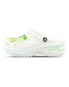 Классические сабо на платформе унисекс белого, зеленого и синего цвета Crocs