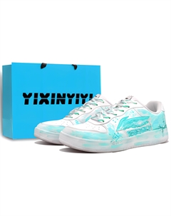 Кроссовки Pontoon Boats с низким верхом, нескользящие, износостойкие, дышащие, унисекс, для скейтбординга, кристально-голубые Li-ning