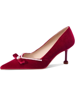 Туфли на тонком каблуке высотой 6,5 см, женские, бордовые Weishibangwei