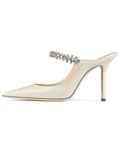 Мюли из лакированной кожи с белыми льняными стразами Bing 100 Jimmy choo