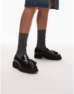 Черные кожаные мокасины с кисточками Tommy hilfiger